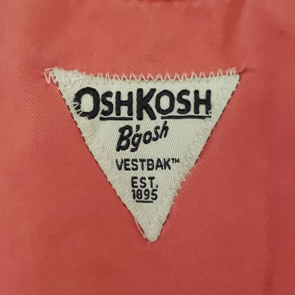 Oshkosh B'gosh Coral Overalls - Embroidered Floral Accents Braided Straps Sz 18M